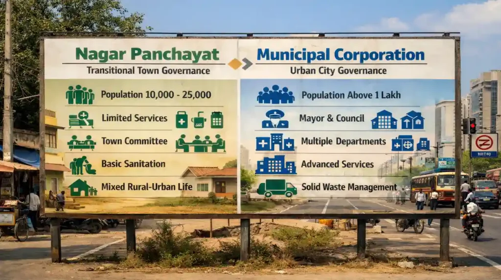 Key differences between Nagar Panchayats and Municipal corporations
